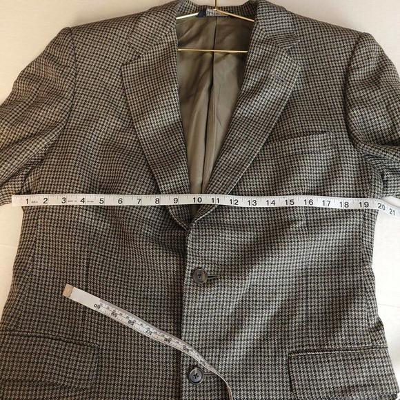 BURBERRY Men’s Houndstooth Sport Coat Blazer Jacket Sz 42 R neutral beige brown - Picture 6 of 7